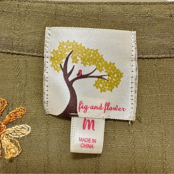 Anthropologie Fig & Flower Embroidered Button Down Blouse Size M - Picture 8 of 9